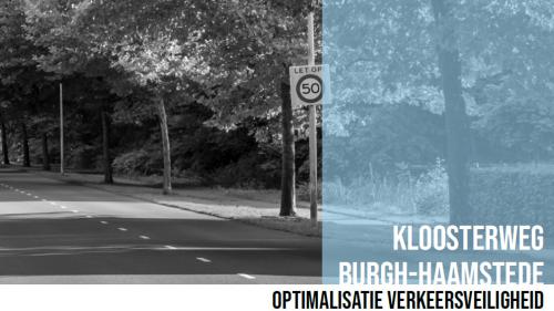 beeld van de Kloosterweg met tekst: Kloosterweg Burgh-Haamstede - Optimalisatie verkeersveiligheid